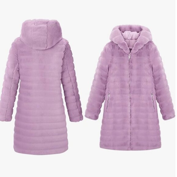 RISISSIDA Women Long Faux Fur Hooded Coat XXL - Picture 1 of 7
